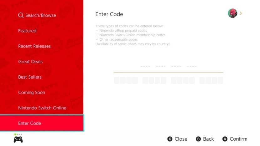 Nintendo Gift card Activation